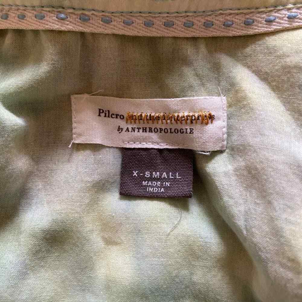 Anthropologie Pilcro Yellow Blue Tie Dye Button Down Cate Shirt woman’s sz small - Picture 7 of 7